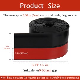 Silicone Weather Stripping Door Seal, Strong Adhesive Door Draft Stopper, Silicone Seal Strip for Door Under Bottom, Glass Shower Door, Sliding Door and Window, 3 Inch x 12 FT Black