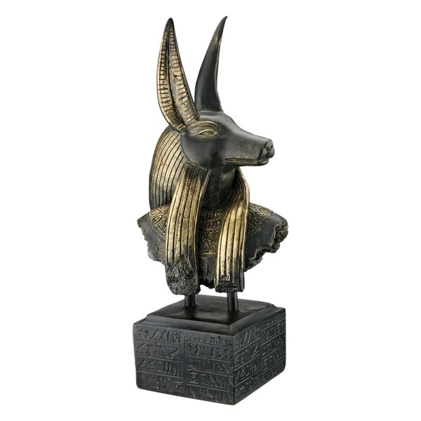 Design Toscano AH262223 Anubis God of Ancient Egypt Bust Statue, 18 Inch, Polyresin, Black and Gold