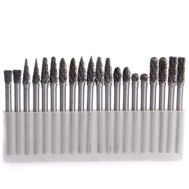 20pcs Solid Carbide Burr Set, 1/8 Shank Double Cut Tungsten Carbide Roary Files Burrs for Rotary Drill Die Grinder Woodworking,Engraving,Drilling,Carving by YEEZUGO
