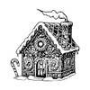Newstamps Gingerbread House Motif Stamp Made of Wood & Rubber
