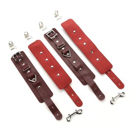 TMEOIIPY Home Yoga bar, 2Pcs Black Restore Pilates Spreader Bar Kit -Included 1 Bar, 4 Wine Red Adjustable Strap, Exercise Guide