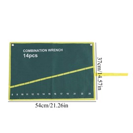 QANYEGN Canvas Wrench Set Bag, Multi-Pocket Spanner Storage, Tool Combination Pouch, Carrying Case, Roll Pouch (14 Pockets)