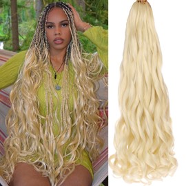 COOKOO 30 Inch French Curl Braiding Hair 9 Packs Loose Wave Crochet Braids for Black Women Spanish Curly Braiding Hair Extensions Pre Stretched Braiding Hair for BOHO Box Braids Crochet Hair 613#