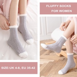 Hocerlu 5 Pairs Fluffy Socks for Women and Girls - Winter Thermal Bed Socks, Super Soft Cozy Warm Fuzzy Socks Gift for Ladies