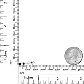 Gem Stone King 3MM Round Gemstone Six Prong Platinum 900 Stud Earrings for Women Men | Pure PT900 | Birthstone Fine Jewelry Gifts for Mom Dad Her Him Wife | Black Diamond-April