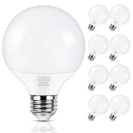 MAXvolador G25 LED Globe Light Bulb 60W Equivalent, Soft White 3000K E26 Vanity Light Bulbs for Bathroom Makeup Mirror, Round Bulb Non-Dimmable 8-Pack