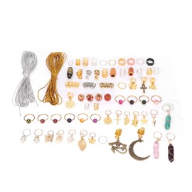 Cuentas de Pelo para Trenzas de Mujer (200 piezas) con Joyería Loc para Trenzas de Pelo, Clips de Metal Dorado y Plateado, Puños, Anillos de Conchas, Accesorios para Rastas para
