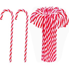 24 Pcs Plastic Candy Cane, Christmas Lollipop Ornament for Christmas Tree Decoration, Plastic Candy Canes Decor Hanging Decor for Holiday New Years Home Decor (Red White)
