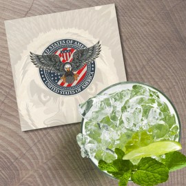 Unbranded Usa Flag Eagle Badge Animal 4'' X 4'' Square Wooden Coaster