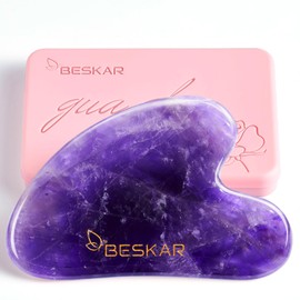 BESKAR Gua Sha Gesichtswerkzeuge, Natürlicher Jadestein Guasha Masaager für Kieferformung, Straffen der Gesichtshaut und Reduzierung von Falten, Gesichtsschab-Massagewerkzeug, Hautpflege-Geschenk