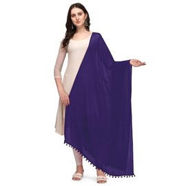 Chandrakala Women's Indian Navy Blue Solid Chiffon Dupatta Neck Wrap Long Stole Scarf Chunni,Free Size (D274NAV)