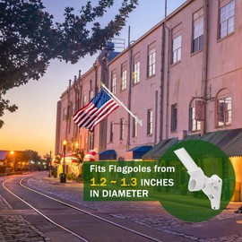 CQ Garden Flag Pole Holder for Outside House, 1.2~1.3 inch Diameter Aluminum Flag Pole Holder, 1.25 (1 1/4) Inch Flag Pole Bracket, 2-Position Flag Pole Mount (White)