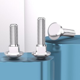 M10*60(10pcs) Carriage Bolts Screws, Stainless Steel 18-8 (304), Round Head, Square Neck, Fully Threaded