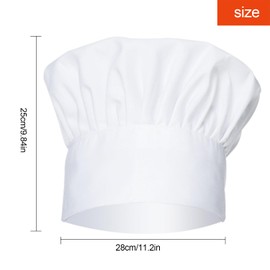 H HOME-MART Chef Hat, 2PCS Adult Premium Adjustable Elastic Baker Kitchen Cooking Chef Cap Bakery Hats for Cooking, Baking, Pizza Part (AU, Alpha, One Size, White+White)