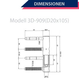 Door Hinges Inner Door Two-Piece APECS 3-DIM Adjustable Drill Tape 2-Piece Band Size Diameter 20 mm Door Hinge for Rebated Heavy Wooden Doors and Room Doors Made of Galvanised Steel Set of 2 Model 3D-909 (D20 x 105)