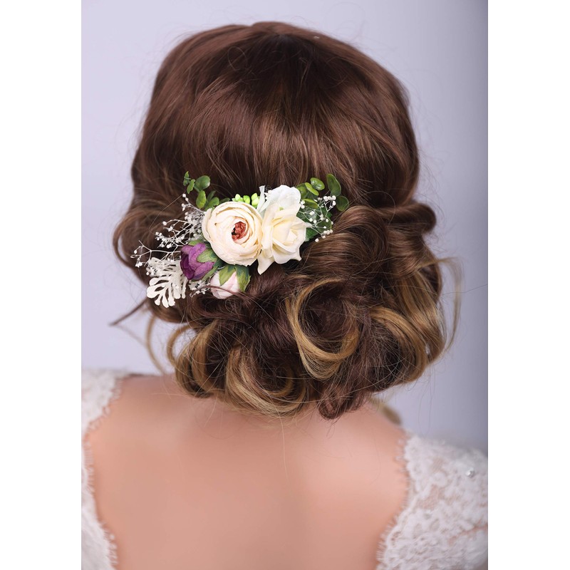 Kercisbeauty - Peineta de flores de champaña para novia, para