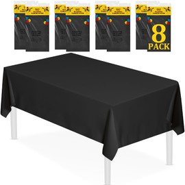 XSEINO XSEINO 8 Pack 54" x 108" Premium Black Plastic Table Cloth,Disposable Rectangle Tablecloths Waterproof Table Cover for Birthday Wedding Anniversary Graduation Party Decorations Supplies