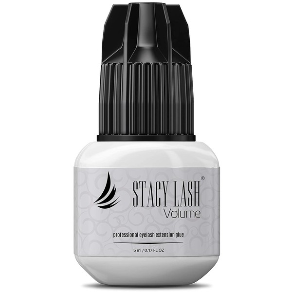 Volume Eyelash Extension Glue Stacy Lash 5 ml- 3 Seconds Drying time - Retention 5-6 Weeks - Professional Use Only Strong Black Adhesive for Individual Semi-Permanent Extensions Supplies - Latex Free