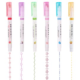 ZORRA 6PCS Highlighters Pens, 6 Colors Flair Pens Curve Highlighter Pen Set, Highlighters Flair Pens That Make Patterns for Writing Drawing Office School Supplies