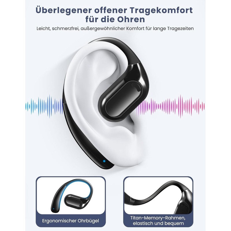 ZRUHIG Open Ear Bluetooth Headphones, 70 Hours Playback, Lightweight and