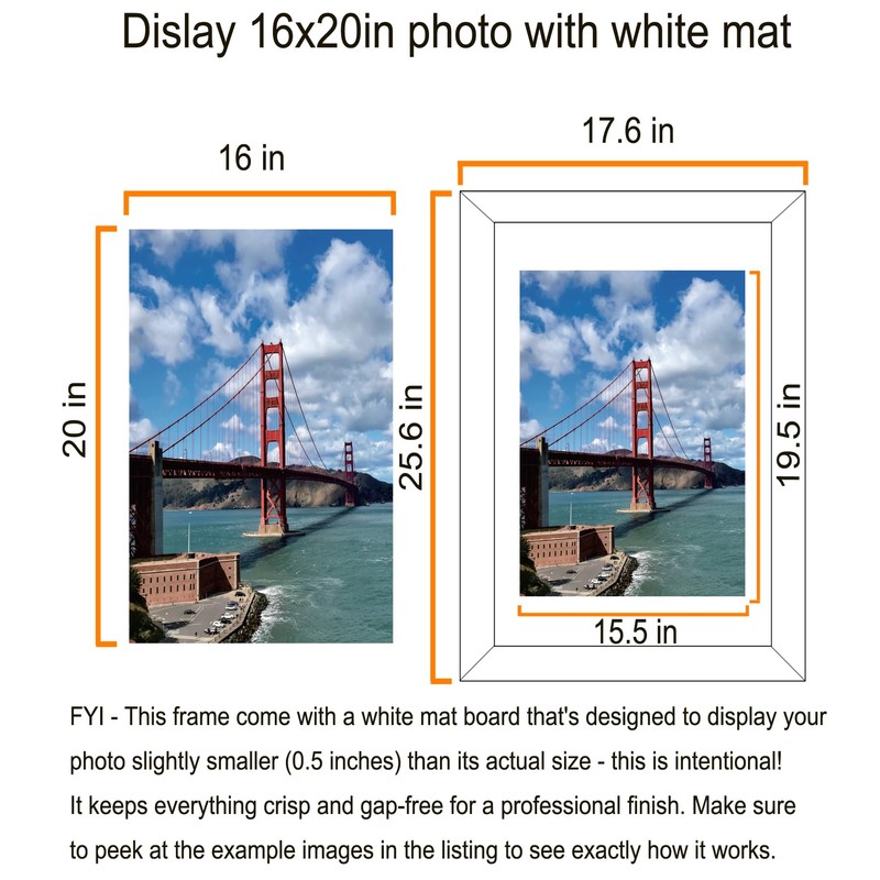 LUCKYLIFE 18x24 Frame in Rustic Brown, Gallery Frame for Wall
