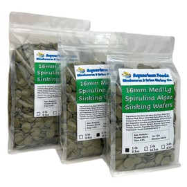 Aquatic Foods Inc. 16mm - 5/8" Medium/Large Sinking Wafers of Algae, Spirulina, Veggies for All Tropical Fish, African Cichlids, Shrimp, Snails, Crabs, Catfish, Plecos..…1-lb 0.3oz Clear Bag