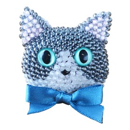 MIYUKI (Miyuki) Bead Kit, Crochet Bead Embroidery Cat Brooch Kit, Size Approx. 2.36 inches × 2.17 inches, Piebald BFK-659