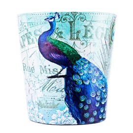 Scakbyer 10L Retro Style Kitchen Trash Can Bedroom Trash Bin Wastebasket for Bathroom Office Living Room (Peacock)