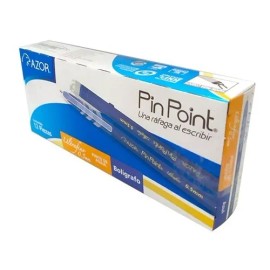 Pluma Lapicero Azor Pin Point Punto Ultrafino 0.5 Mm 12 Pzas Color de la tinta Azul Color del exterior Transparente