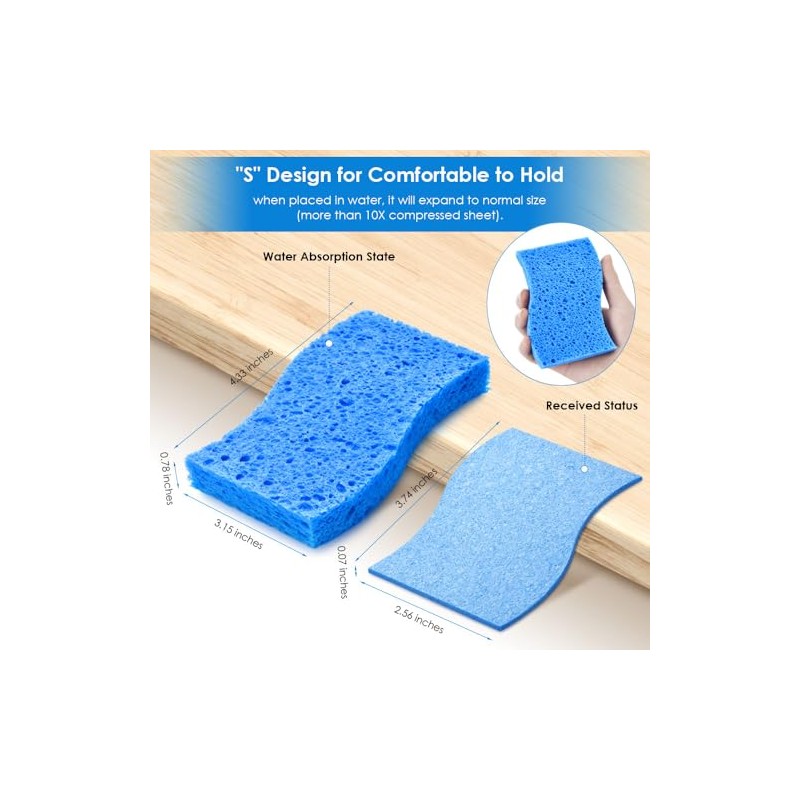 8PCS Dish Sponges Kitchen, Premium Blue Dish Washing Kitchen Sponge,