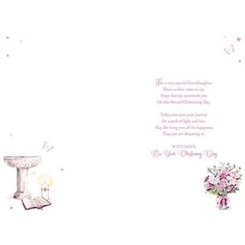 Paper Rose Special Granddaughter Christening Congratulations Card - Bible, Flowers and Font with Foil Details - Eco-Friendly and Recyclable