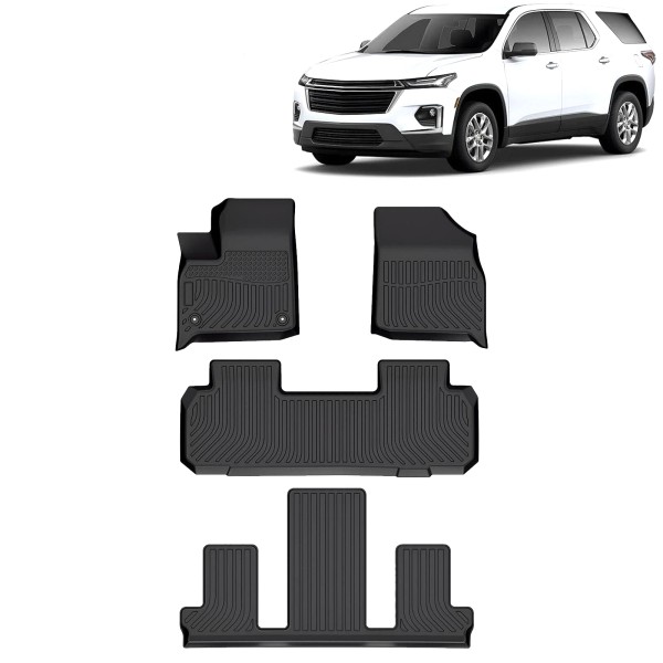 CARPARTS-0978 Floor Mats For 2018-2024 Chevy Traverse 7-Seat All Weather