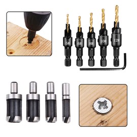 WMLBK 14PCS Countersink Drill Bit Set,Wood Plug Cutter Woodworking Screw Holes Tool Kit For Woodwork