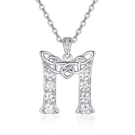 KINGWHYTE Initial Necklace 925 Sterling Silver Letter Necklace with Celtic Charm Alphabet Jewellery Gifts for Women Teenager Girls, Sterling Silver, Not known.