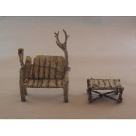 Department 56 North Pole Woods Village Accessories Birch Bench and Table Set of 2 by Department 56