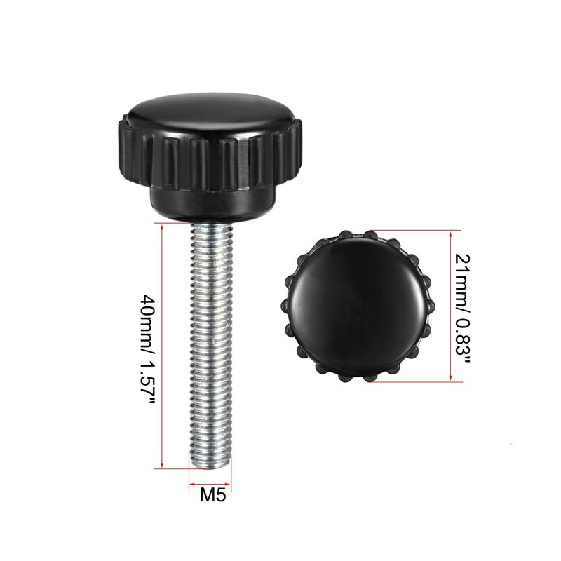 sourcing map M5 x 40mm Metric Male Thread Knurled Clamping