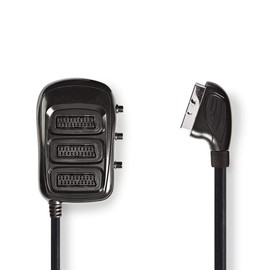 Nedis Switchable SCART Box, SCART Male - 3x SCART Female, 0.5 m, Black