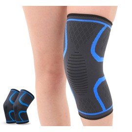 Knee Braces for Knee Pain, 2 Pack Knee Pads Knee Sleeves Weightlifting Knee Compression Sleeve, Knee Support Knee Flex Wrap Knee Sleeves (Medium, Blue)