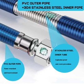 NPSNGSJY 24 inch Flexible Stainless Steel Corrugated Water Heater Connector Hot and Cold Color Water Heater Hose 1/2 "FIP x 1/2" FIP 2pcs