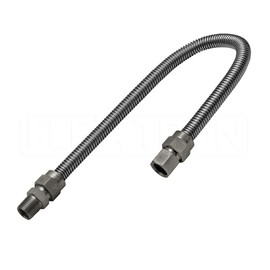 Highcraft GUHD-TT38-12D Gas Line Hose 1/2'' O.D. x 12'' Length with 0.5 in. FIP x MIP Fitting, Uncoated Stainless Steel Flexible Connector, 12 Inch