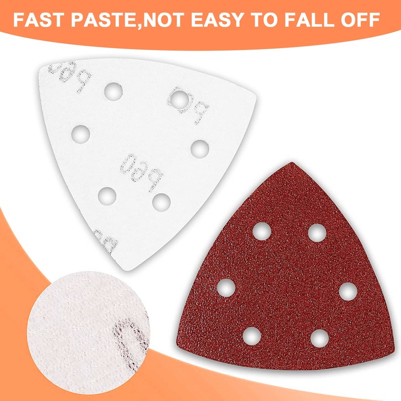Multi Tool Triangle Sanding Pads, 60 pieces 90mm Detail Sander