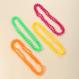 NAUZE 80s Neon Color Bead Necklace Multicolour Neon Fluorescent 80's Rave Bead Necklaces for 80s Fancy Dress Accessories (8, 4 Colors)