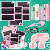 DIY Lash Kit, 1 Set Individual False Eyelash Extensions with Lash Glue & Lash Remover & Tweezers & Brush & Headband & Wristbands, Eyelash Enhancing Tool for Women & Girls