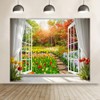 Spring Backdrop 10x8ft Garden Window Floral Flowers Easter Photography Backdrops