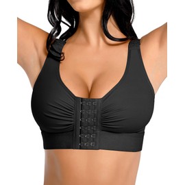 FeelinGirl Post Surgery Compression Bra Soft Support for Mastectomy Breast Augmentation Breast Lift Bra Black M