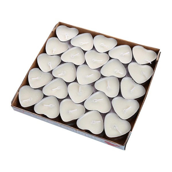 QOTSTEOS 50pcs Heart Shaped Candles, Romantic Love Unscented Tea Lights