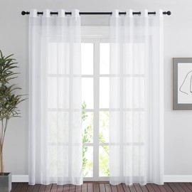 Pony Dance Set of 2 Sheer Curtains with Eyelets, Voile Curtains for the Living Room, Decorative Curtains, Width: 140 cm