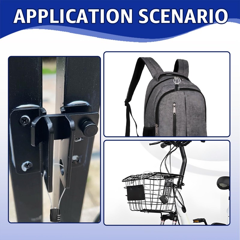 3 Digit Cable Combination Locks, Cable Wire Combination Padlock Anti-Theft