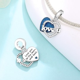 PANPOKI - Abalorio de plata de ley 925 con diseño de corazón infinito, para pulseras y collares, colgantes de madre hija, joyería de abalorio para mujeres, mamá, árbol genealógico, Universal Bracelet