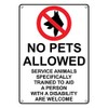 Weatherproof Plastic Vertical No Pets Allowed Service Animals Welcome Sign